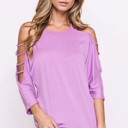 Large ORCHID SOLID STRAP OPEN SHOULDER AND SLEEVES TUNIC TOP