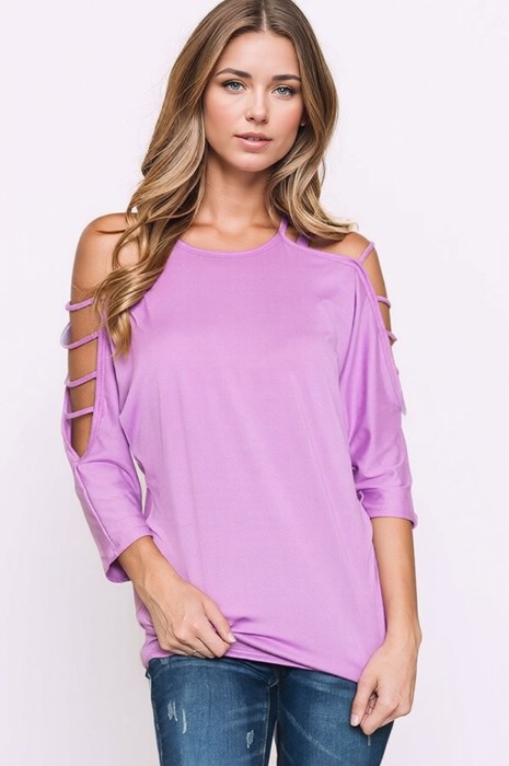 SOLID STRAP OPEN SHOULDER AND SLEEVES TUNIC TOP
