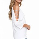 XL WHITE SOLID STRAP OPEN SHOULDER AND SLEEVES TUNIC TOP