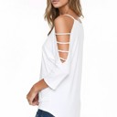 XL WHITE SOLID STRAP OPEN SHOULDER AND SLEEVES TUNIC TOP