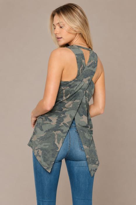 CROSS OPEN BACK SLEEVELESS TANK TOP