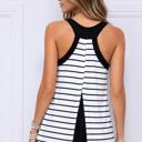 Medium BLACK V-NECK TANK TOP WITH STRIPE AND SOLID CONTRAST COLOR BLOCK
