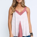 Small ROSE V-NECK TANK TOP WITH STRIPE AND SOLID CONTRAST COLOR BLOCK