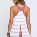 Medium ROSE V-NECK TANK TOP WITH STRIPE AND SOLID CONTRAST COLOR BLOCK