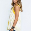 Large YELLOW V-NECK TANK TOP WITH STRIPE AND SOLID CONTRAST COLOR BLOCK