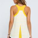XL YELLOW V-NECK TANK TOP WITH STRIPE AND SOLID CONTRAST COLOR BLOCK