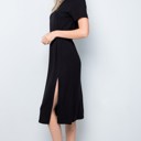 Small SHORT SLEEVE MIDI DRESS WITH SIDE SLIT