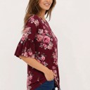Medium MAROON HALF SLEEVE FLORAL TOP WITH FRONT TIE