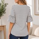 XL WHITE/BLACK RUFFLE HALF SLEEVE TOP WITH FRONT TIE