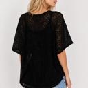 Small BLACK OVERSIZED LACE SHORT SLEEVE TOP