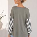 Medium SAGE CRISS CROSS CHEST TOP WITH STRIPE SLEEVE CONTRAST