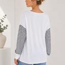Large WHITE CRISS CROSS CHEST TOP WITH STRIPE SLEEVE CONTRAST