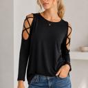Small BLACK OPEN CROSS 3/4 SLEEVE TUNIC TOP