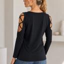 Medium BLACK OPEN CROSS 3/4 SLEEVE TUNIC TOP