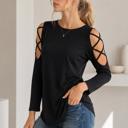 Large BLACK OPEN CROSS 3/4 SLEEVE TUNIC TOP