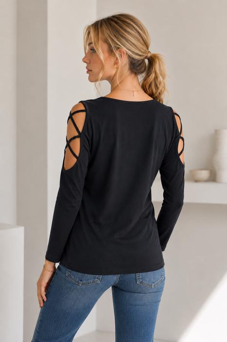 OPEN CROSS 3/4 SLEEVE TUNIC TOP