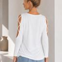 Medium WHITE OPEN CROSS 3/4 SLEEVE TUNIC TOP