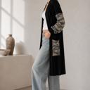 Medium BLACK MIDI OPEN CARDIGAN WITH ANIMAL CONTRAST DETAIL