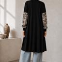 Large BLACK MIDI OPEN CARDIGAN WITH ANIMAL CONTRAST DETAIL