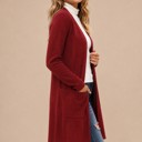 XL BURGUNDY LIGHTWEIGHT MIDI OPEN CARDIGAN WITH FRONT POCKETS