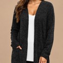 Medium CHARCOAL LIGHTWEIGHT MIDI OPEN CARDIGAN WITH FRONT POCKETS
