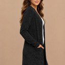 Large CHARCOAL LIGHTWEIGHT MIDI OPEN CARDIGAN WITH FRONT POCKETS