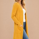 XL MUSTARD LIGHTWEIGHT MIDI OPEN CARDIGAN WITH FRONT POCKETS