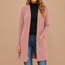 Small ROSE LIGHTWEIGHT MIDI OPEN CARDIGAN WITH FRONT POCKETS