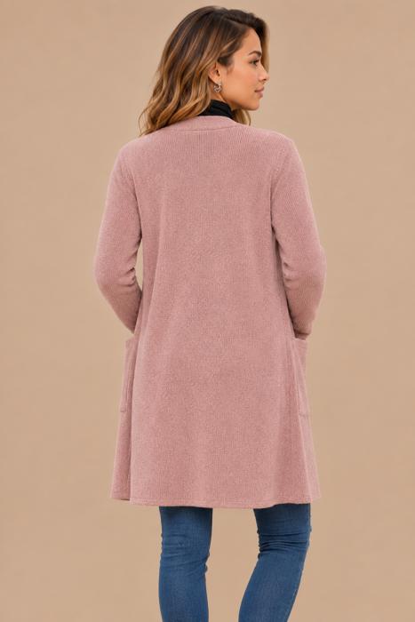 LIGHTWEIGHT MIDI OPEN CARDIGAN WITH FRONT POCKETS