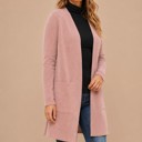 Large ROSE LIGHTWEIGHT MIDI OPEN CARDIGAN WITH FRONT POCKETS