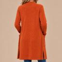 Small RUST LIGHTWEIGHT MIDI OPEN CARDIGAN WITH FRONT POCKETS