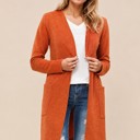 Medium RUST LIGHTWEIGHT MIDI OPEN CARDIGAN WITH FRONT POCKETS