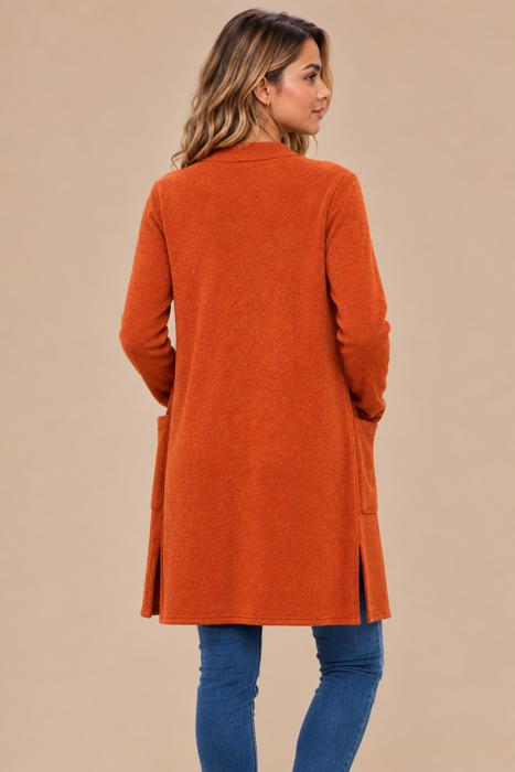 LIGHTWEIGHT MIDI OPEN CARDIGAN WITH FRONT POCKETS