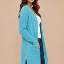 XL TURQUOISE LIGHTWEIGHT MIDI OPEN CARDIGAN WITH FRONT POCKETS