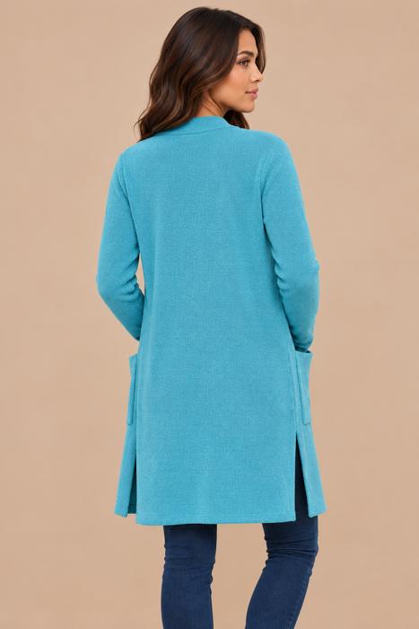 LIGHTWEIGHT MIDI OPEN CARDIGAN WITH FRONT POCKETS