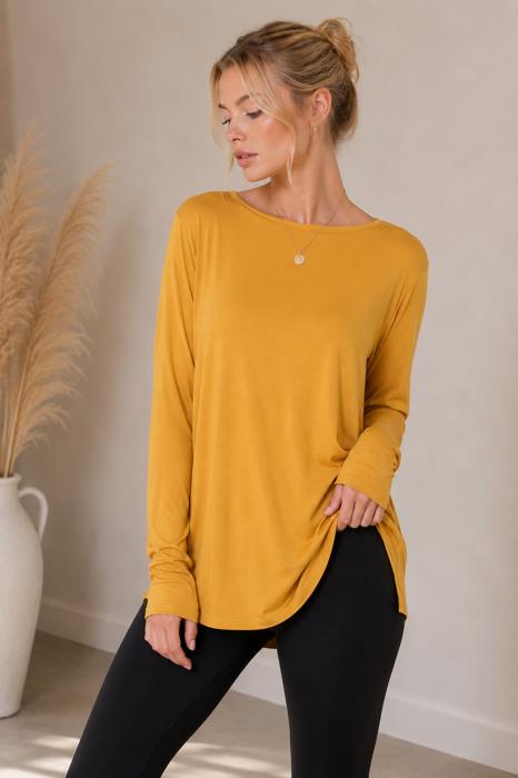 LONG SLEEVE TUNIC TOP WITH CROSS BACK