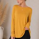 Small MUSTARD LONG SLEEVE TUNIC TOP WITH CROSS BACK