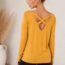 Small MUSTARD LONG SLEEVE TUNIC TOP WITH CROSS BACK