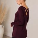 XL PLUM LONG SLEEVE TUNIC TOP WITH CROSS BACK