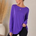 Medium PURPLE LONG SLEEVE TUNIC TOP WITH CROSS BACK