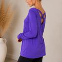 Medium PURPLE LONG SLEEVE TUNIC TOP WITH CROSS BACK
