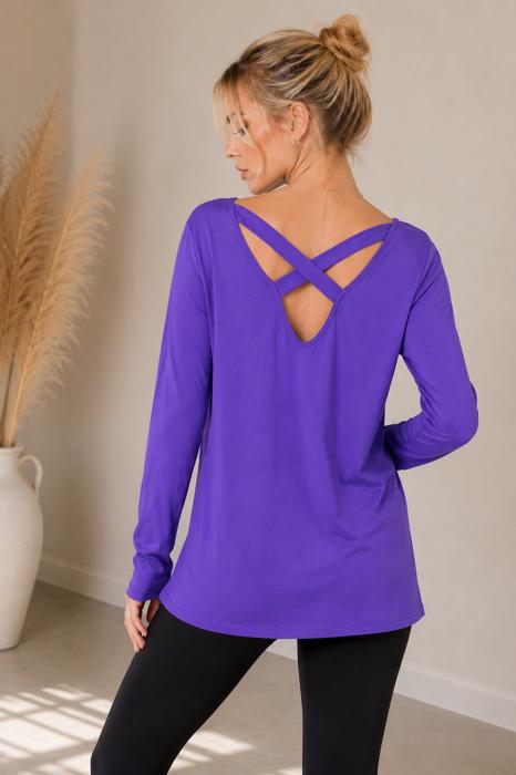 LONG SLEEVE TUNIC TOP WITH CROSS BACK