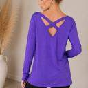 Medium PURPLE LONG SLEEVE TUNIC TOP WITH CROSS BACK