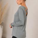 Small SAGE LONG SLEEVE TUNIC TOP WITH CROSS BACK
