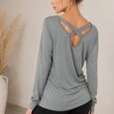 XL SAGE LONG SLEEVE TUNIC TOP WITH CROSS BACK