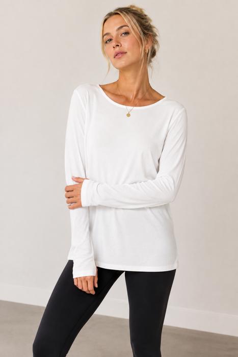LONG SLEEVE TUNIC TOP WITH CROSS BACK