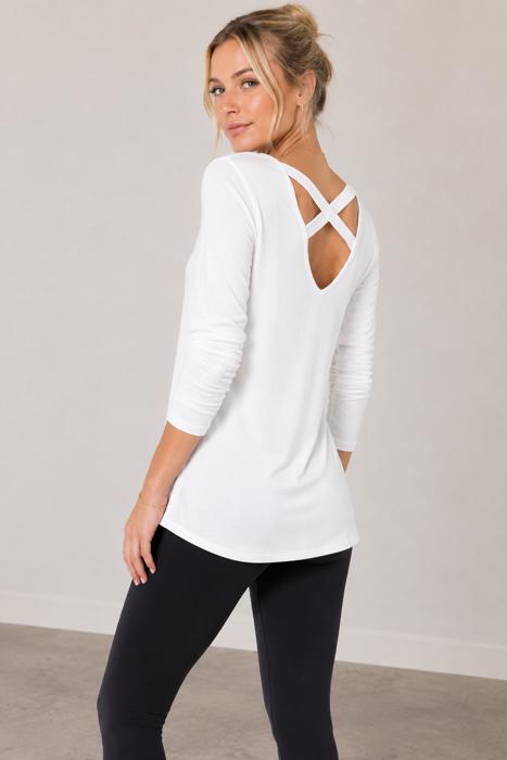 LONG SLEEVE TUNIC TOP WITH CROSS BACK