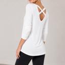 Small WHITE LONG SLEEVE TUNIC TOP WITH CROSS BACK