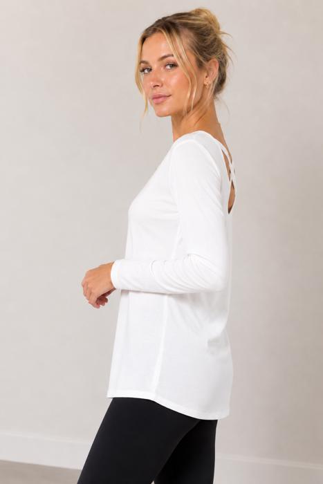 LONG SLEEVE TUNIC TOP WITH CROSS BACK