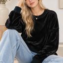 L-XL BLACK OVERSIZED PLUSH SWEATSHIRT
